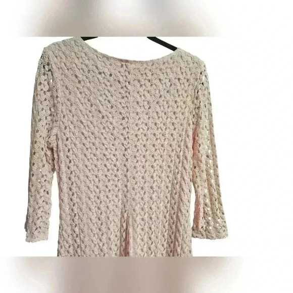 AUW Full Crochet Light Pink Lined Dress Dainty Boho High Low Hem Womens XL - Picture 6 of 13